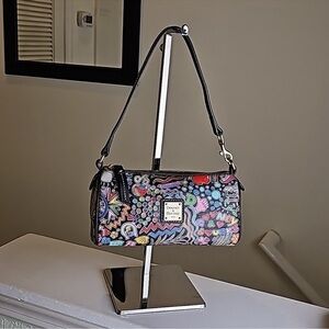 Dooney & Bourke 1975 Whimsy Print Goldtone Hardware Leather Trim Minibag Y2K